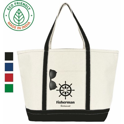Heavy Duty Anchor 20 oz Canvas Boat Tote Bag | Beach Travel Daily Black (24x15x8.5)