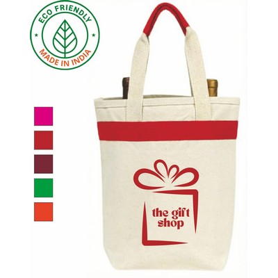 2 Bottle Elite 12 oz Canvas Wine Tote Bag | Travel Gift Carrier Red (10x11x3.5)