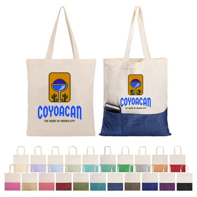 Cotton/ Burlap Tote with Pocket