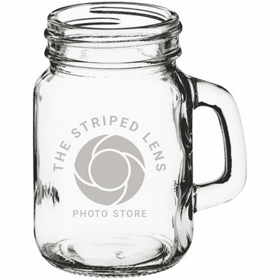 Laser Engraved Acopa Rustic Charm 4.75 oz. Mini Mason Jar with Handle