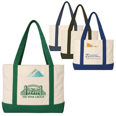 Classic 2-Tone Poly-Cotton Canvas Boat Tote