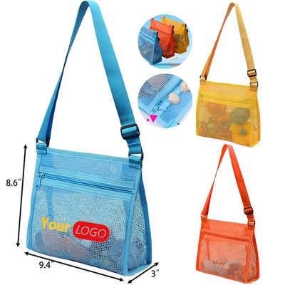 Nylon Mesh Crossbody Bag for Beach Toy Storage & Carrying