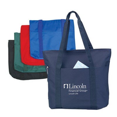 Solid Color Zipper Tote Bag