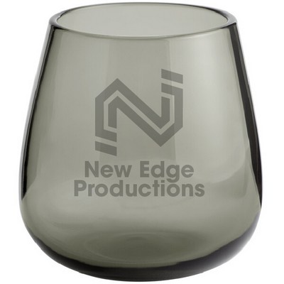 Laser Engraved Pangea 13 oz. Gray Stemless Wine Glass