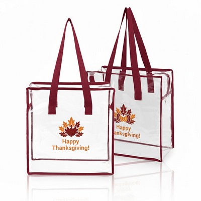 Clear Vinyl Stadium Compliant Zippered Tote Bag