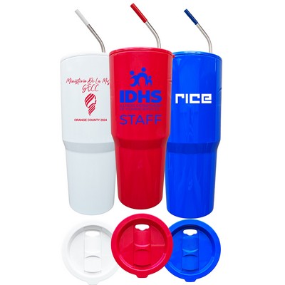 30 oz. Double Wall Acrylic Tumbler with Lid and S/S Straw