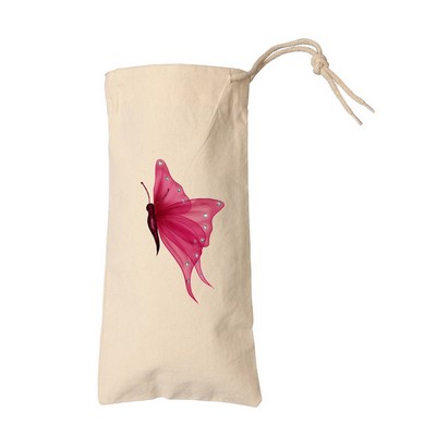 Cotton Canvas Drawstring Wine Tote Bag (6.25" x 13")