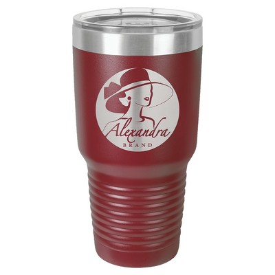 Polar Camel 30 oz. Maroon Vacuum Insulated Ringneck Tumbler with Clear Lid